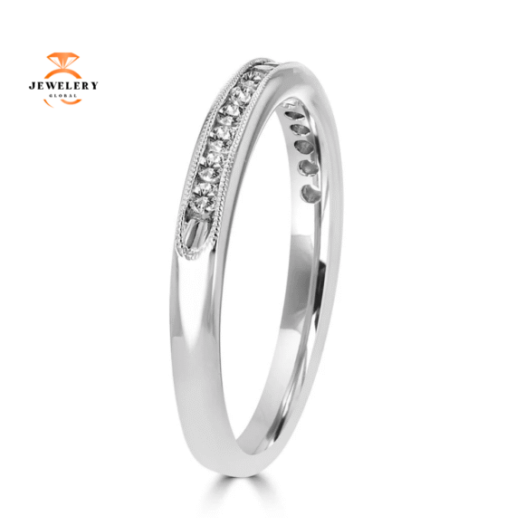 14KT WHITE GOLD 1/4 CTW ROUND DIAMOND CHANNEL SET MILGRAIN BAND - Image 2