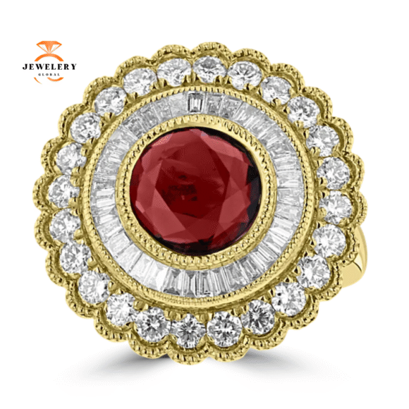 18KT YELLOW GOLD 2.72CT RUBY & 1.50CT DIAMOND RING