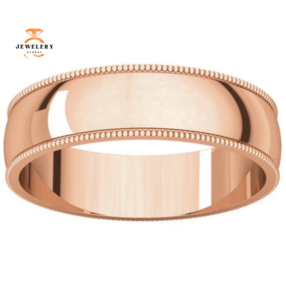 WOMEN'S 14KT GOLD 5MM LIGHTWEIGHT MILGRAIN WEDDING BAND - Image 4