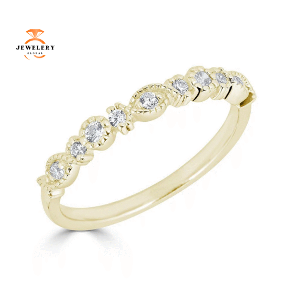 EMILIQUE 14KT GOLD 1/5 CTW DIAMOND ALTERNATING SHAPE STACKABLE BAND - Image 2