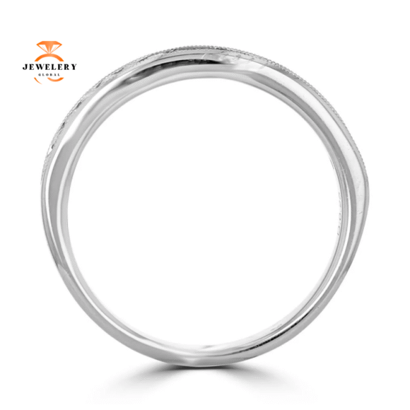 14KT WHITE GOLD 1/4 CTW ROUND DIAMOND CHANNEL SET MILGRAIN BAND - Image 3
