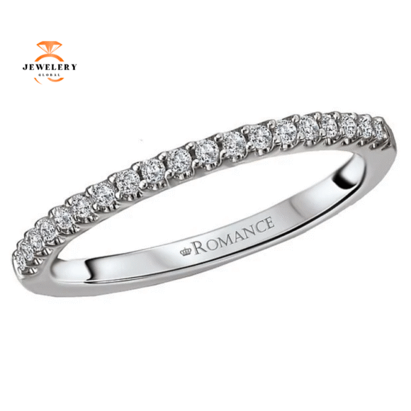 14KT WHITE GOLD 1/7 CTW 19 STONE DIAMOND WEDDING BAND
