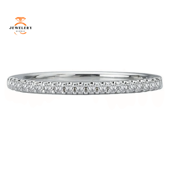 14KT WHITE GOLD 1/7 CTW 19 STONE DIAMOND WEDDING BAND - Image 2