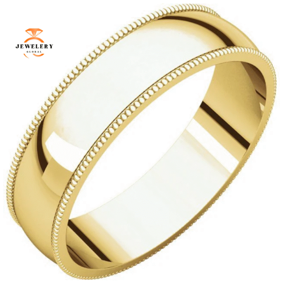 WOMEN'S 14KT GOLD 5MM LIGHTWEIGHT MILGRAIN WEDDING BAND - Image 5