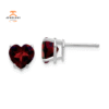 14KT WHITE GOLD 2.60 CTW HEART GARNET STUD EARRINGS