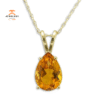 14KT YELLOW GOLD 1.70 CT PEAR SHAPE CITRINE NECKLACE