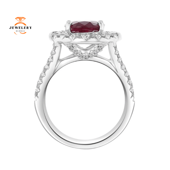 18KT GOLD 3.03 CT RUBY & 1.65 CTW DIAMOND OVAL HALO RING - Image 3