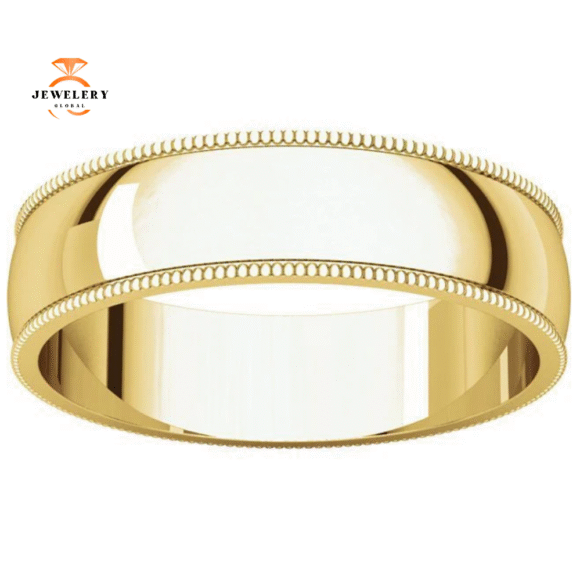 WOMEN'S 14KT GOLD 5MM LIGHTWEIGHT MILGRAIN WEDDING BAND - Image 6