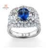 JULEVE PLATINUM 1.55CT SAPPHIRE & 2.74CTW DIAMOND RING