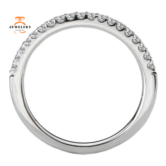 14KT WHITE GOLD 1/7 CTW 19 STONE DIAMOND WEDDING BAND - Image 3