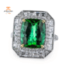 JULEVE 18KT WHITE GOLD 4.98CT TOURMALINE & 1.51CTW DIAMOND HALO RING