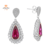 Juleve 3.20 CTW Tourmaline & 2.36 CTW Diamond Halo Drop Earrings
