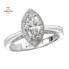 18KT WHITE GOLD 1/4 CTW DIAMOND MARQUISE HALO POLISH TOP SETTING FOR 1 CARAT MARQUISE DIAMOND