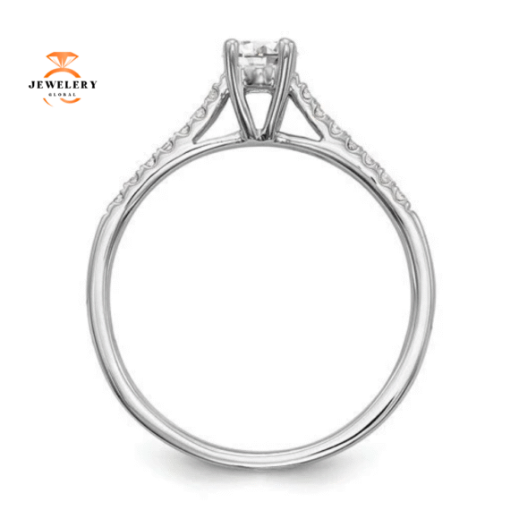 14KT WHITE GOLD ROUND DIAMOND PROMISE RING - Image 2