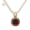 14KT YELLOW GOLD ROUND GARNET NECKLACE