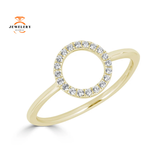 EMILIQUE 14KT GOLD 1/10 CTW DIAMOND OPEN CIRCLE RING - Image 2