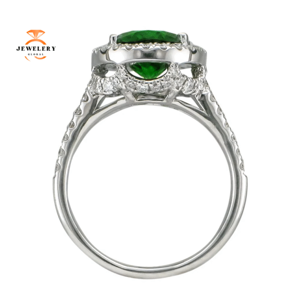 JULEVE 18KT WHITE GOLD 3.08 CT TOURMALINE & 0.74 CTW DIAMOND HALO RING - Image 2