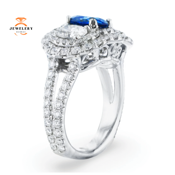 JULEVE PLATINUM 1.55CT SAPPHIRE & 2.74CTW DIAMOND RING - Image 3