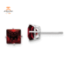14KT WHITE GOLD 2.60 CTW SQUARE GARNET STUD EARRINGS