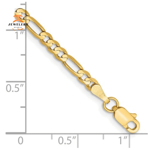 14KT YELLOW GOLD 3MM CONCAVE FIGARO BRACELET- 2 LENGTHS - Image 2