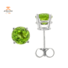 14KT WHITE GOLD 1.70 CTW ROUND PERIDOT EARRINGS