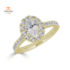 JULEVE 14KT GOLD 1.50 CTW DIAMOND OVAL HALO CATHEDRAL RING