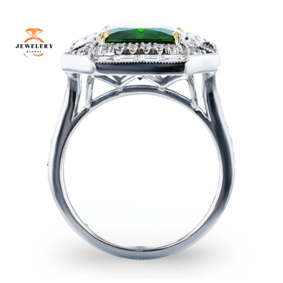 JULEVE 18KT WHITE GOLD 4.98CT TOURMALINE & 1.51CTW DIAMOND HALO RING - Image 3