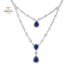 JULEVE 18KT WHITE GOLD PEAR SHAPE SAPPHIRE & DIAMOND NECKLACE- SOLD