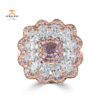 JULEVE 3.55 CARAT TOTAL WEIGHT FANCY PURPLE PINK CENTER WITH WHITE & PINK DIAMOND HALO RING