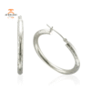 14KT White Gold Diamond Cut Hoop Earrings