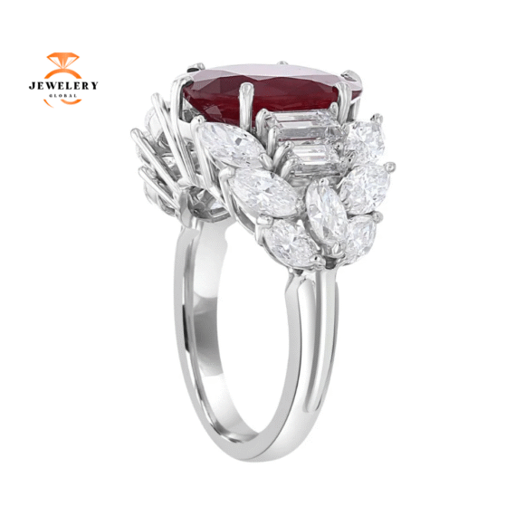 18KT GOLD 6.26 CT RUBY & 3.82 CTW DIAMOND ACCENT VINTAGE RING - Image 2