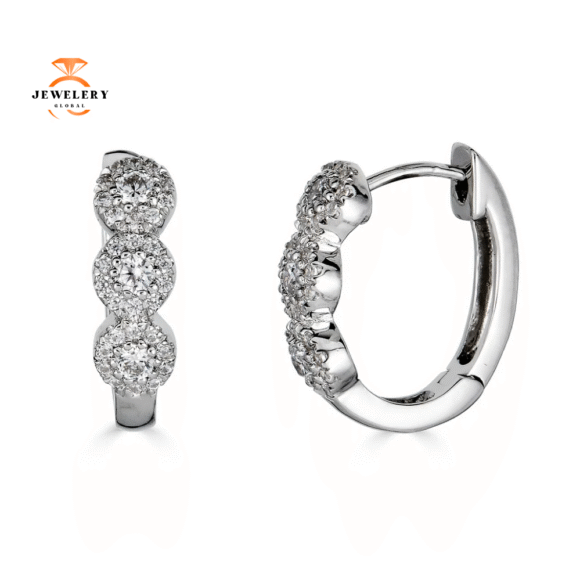 EMILIQUE 14KT GOLD 0.40CTW HUGGIE HOOP HALO EARRINGS - Image 2