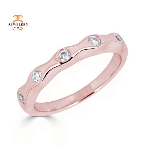 EMILIQUE 14KT GOLD 1/5 CTW DIAMOND FLUSH SET WAVY BAND