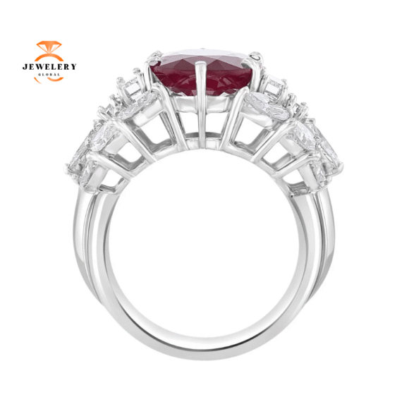 18KT GOLD 6.26 CT RUBY & 3.82 CTW DIAMOND ACCENT VINTAGE RING - Image 3