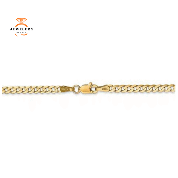 14KT YELLOW GOLD 3MM CONCAVE OPEN CURB CHAIN - 5 LENGTHS - Image 2