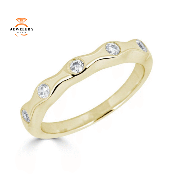 EMILIQUE 14KT GOLD 1/5 CTW DIAMOND FLUSH SET WAVY BAND - Image 3