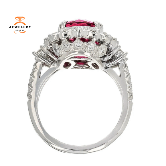 JULEVE 18KT WHITE GOLD 5.01 CT TOURMALINE & 1.30 CTW DIAMOND RING - Image 2