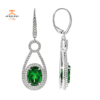 JULEVE 18KT WHITE GOLD TSAVORITE & DIAMOND DROP EARRINGS