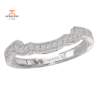 14KT WHITE GOLD 1/7 CTW DIAMOND CURVED MILGRAIN WEDDING BAND