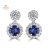 JULEVE 3.80 CTW SAPPHIRE & 1.90 CTW DIAMOND HALO DROP EARRINGS
