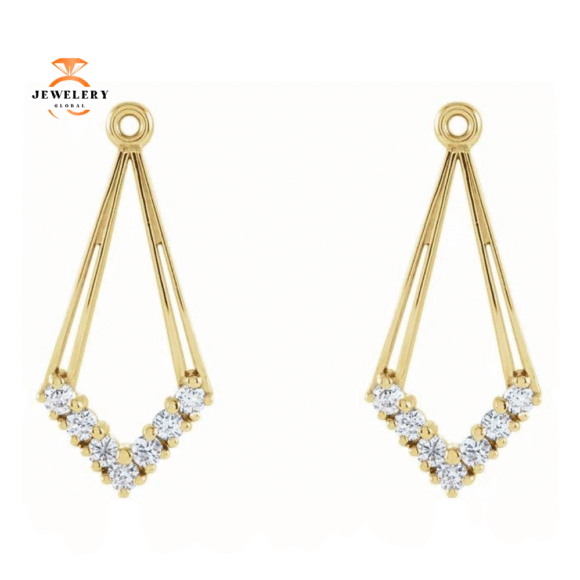 14KT YELLO GOLD ROUND DIAMOND EARRINGS JACKETS