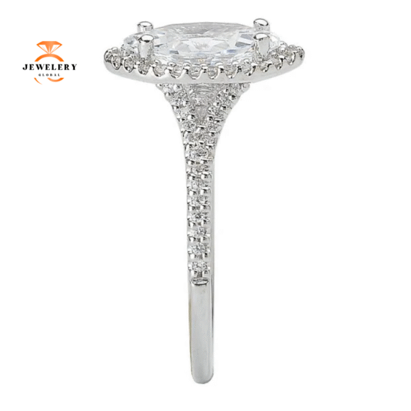 18KT WHITE GOLD 1/5 CTW DIAMOND MARQUISE HALO "Y" SHANK SETTING FOR 1 CARAT - Image 2