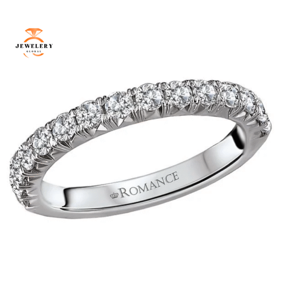 14KT WHITE GOLD 5/8 CTW DIAMOND FRENCH PAVE 15 STONE BAND