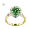 JULEVE 18KT YELLOW GOLD 1.75CT GARNET & 1.15CTW DIAMOND HALO RING