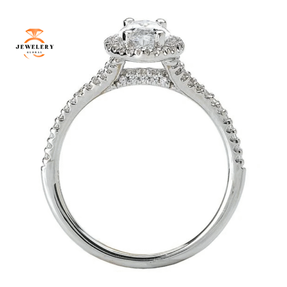 18KT WHITE GOLD 1/5 CTW DIAMOND MARQUISE HALO "Y" SHANK SETTING FOR 1 CARAT - Image 3