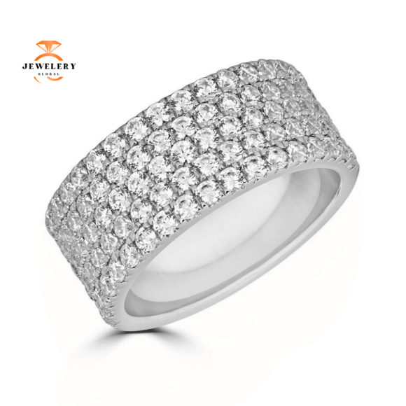 JULEVE 14KT GOLD 1 1/2 CTW DIAMOND 5-ROW BAND