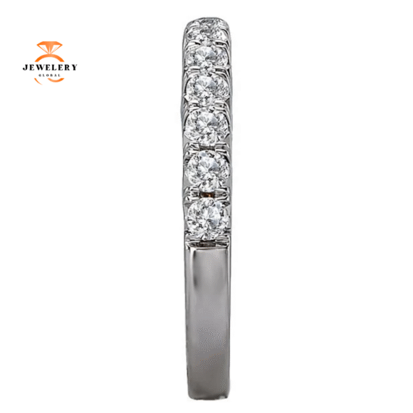 14KT WHITE GOLD 5/8 CTW DIAMOND FRENCH PAVE 15 STONE BAND - Image 2