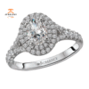 14KT WHITE GOLD 1/2 CTW DIAMOND DOUBLE OVAL HALO SETTING FOR 1/2 CT OVAL