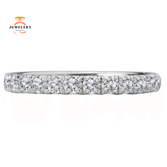 14KT WHITE GOLD 5/8 CTW DIAMOND FRENCH PAVE 15 STONE BAND - Image 3