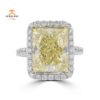18KT WHITE GOLD 10.03 CT YELLOW DIAMOND RADIANT HALO RING